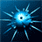 Animated contact sheet showing five sequential frames of a blue glowing starburst icon with radiating spikes on dark background.