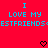 Red background with cyan pixelated text reading "I LOVE MY ESTFRIENDS" and two black heart symbols at the bottom.