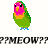 Pixelated green parrot with pink head and orange chest stands against white background, repeated in three of four icons each