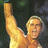 A pixelated figure with light hair raises one arm high, wearing a yellow sleeveless top against a dark background.