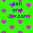 Green background with pink heart shapes and blue text reading "Ash and Jordan" in pixelated font.