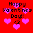 Red background with pink hearts and black text reading 'Happy Valentines Day!! <3' in four repeated sections.