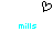 Black pixelated heart symbol above two cyan 'mills' text instances on white background.