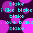 Pixelated cyan text repeats 'blake', 'i like blake', and 'i love blake' over a dark purple background with overlapping pink and purple circles.