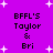 Purple background with white starbursts and four identical text blocks reading 'BFFL'S Taylor & Bri' in black pixelated font.