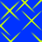 Blue background with yellow pixelated lines forming interconnected diamond shapes in a repeating pattern.