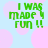 Green pixelated text "I WAS MADE TO RUN !!" on light blue background with pink polka dots, four identical copies arranged in a