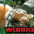 A tiger's face appears in a grassy background with red text reading 'wanna play?' across the bottom.
