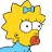 A contact sheet of six animated frames from a Simpsons Movie-themed AIM buddy icon featuring Lisa Simpson and the movie title logo with donut-shaped letters.