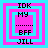 Four identical pixelated icons arranged in a , each with layered pink and cyan squares surrounding text elements