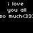 Pixelated text on black background reads 'i love you all so much<(33' in white, repeated twice side-by-side with identical layout.