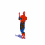 Animated sequence of a red-and-blue costumed figure in multiple dynamic poses against white background.