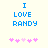 Blue pixelated text "I LOVE RANDY" above five pink heart icons on a light background, with two variations of the hearts' arrangement.
