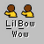 Pixelated cartoon figures in yellow shirts bowing with text "LilBow Wow" below on gray background.