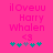 A bright pink background displays pixelated text and symbols, with the text 'iloveu Harry Whalen <3' and a of five flower-like symbols changing position
