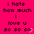 Pixelated text on bright pink background with animated heart symbol replacing 'so' in repeated phrase.