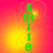 Green vertical text spelling 'smile' on a gradient background with shifting light effects.