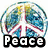 A static image showing three distinct icons: a peace symbol with a globe, a black heart, and a guitar with a pink heart, each labeled with text below.