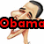 Pixelated cartoon head with exaggerated features, showing three distinct text overlays: red 'Obama', white 'Ur', and blue 'MAMA!' across different frames.