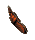 Six pixelated butterfly wing segments in orange, brown, and black arranged on a gray background with varying orientations.