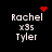 Four identical pixelated text layouts with 'Rachel x3s Tyler' and red animated symbols above each.