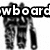 Black-and-white pixelated icon shows a figure with long hair holding an object, text fragments visible around the edges.