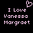Pixelated pink text on black background reads 'I Love Vanessa Margraet' with a pixelated heart symbol above the left side of the text.