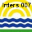 Pixelated icon shows yellow sun with radiating lines above blue water waves and green ground, with black text 'Inters 007' at top.