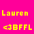 Yellow pixelated text on bright pink background reads 'Lauren' above '<3BFFL'