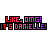Animated contact sheet showing three frames of a pixelated text-based buddy icon with changing color schemes on gray background.
