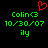 Green text on black background with red heart symbol above, displaying 'Colin<3', date '10/30/07', and 'ily' in pixelated font.