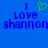 Blue background with pixelated text reading "I love shannon" and a green heart symbol replacing the word 'love' in both instances.