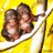 Two figures in a close embrace on a white plate against a bright yellow background, rendered with pixelated low-resolution style.