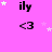 A pink background with repeated 'ily' text and '<3' symbols, animated stars appear in different positions across frames.