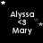 Black background with white text 'Alyssa <3 Mary' repeated in a , surrounded by small stars that change position across frames