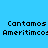 Four identical pixelated text display 'Cantamos Ameritimos' on blue and light blue backgrounds
