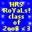Blue background with yellow text reading 'HRS RoYals! class of 2008 <3' repeated in a pattern, featuring pixelated stars and sparkles