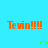 A static image with a bright cyan background displays repeated orange text "Tevin!!!!" and green pixelated heart symbols
