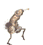 A 4-frame animated contact sheet showing a pixelated stick figure in various running poses with arms extended and legs bent, rendered in brown tones on white background.