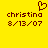 Yellow background with dark red pixelated text and symbols; two identical text blocks side-by-side with a heart symbol above the left block.