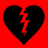 A split-frame contact sheet showing two distinct animated frames: a red background with a black broken heart and red lightning bolt on the left, and green text reading "Original Icons .com" on a dark green background on the right.