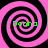 Four identical pink and black spiral patterns arranged in a , each containing the word 'Donna' in green text