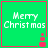 Green square with red border displays 'Merry Christmas' text and a small red snowman icon.