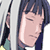 Static 50x50 pixel buddy icon featuring a close-up of an anime-style character's face with closed eyes and dark blue hair, rendered in low-resolution pixel art style against a transparent background.