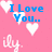 Pixelated pink background with white hearts and blue text reading "I Love You.. Thats All That Counts.. Period <33" in a static layout.