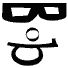 Black and white pixelated text with stylized characters including a large 'B', a lowercase 'b', and abstract shapes resembling glasses or brackets.
