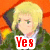 Pixelated anime-style character with blonde hair and green jacket appears in three , each displaying different red text overlays