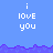 Pixelated blue background with purple wave-like border and repeated white text "i LOVE you" in two across the image