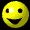 A contact sheet of 18 yellow smiley face icons arranged in a 5x4 grid with one empty cell, each showing variations in mouth shape and eye expression against a black background.