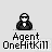 Animated sequence showing a character icon with changing expressions and a clock prop, all labeled 'Agent OneHitKill' below.